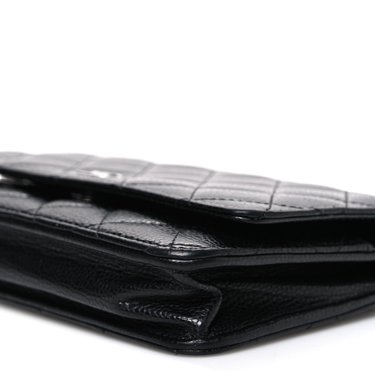 Caviar Quilted Wallet on Chain WOC Black wholesalehk.shop