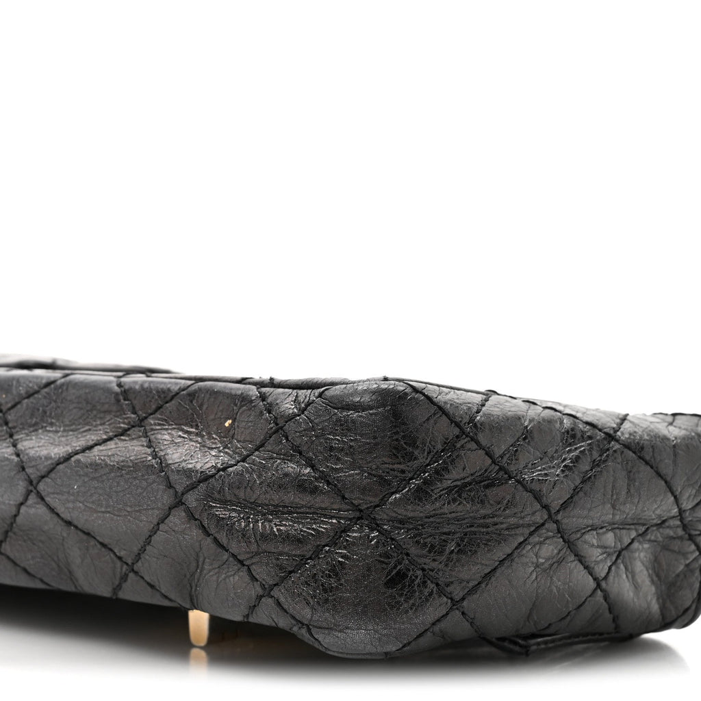 Glazed Calfskin Quilted Reissue Double Flap Clutch Black wholesalehk.shop