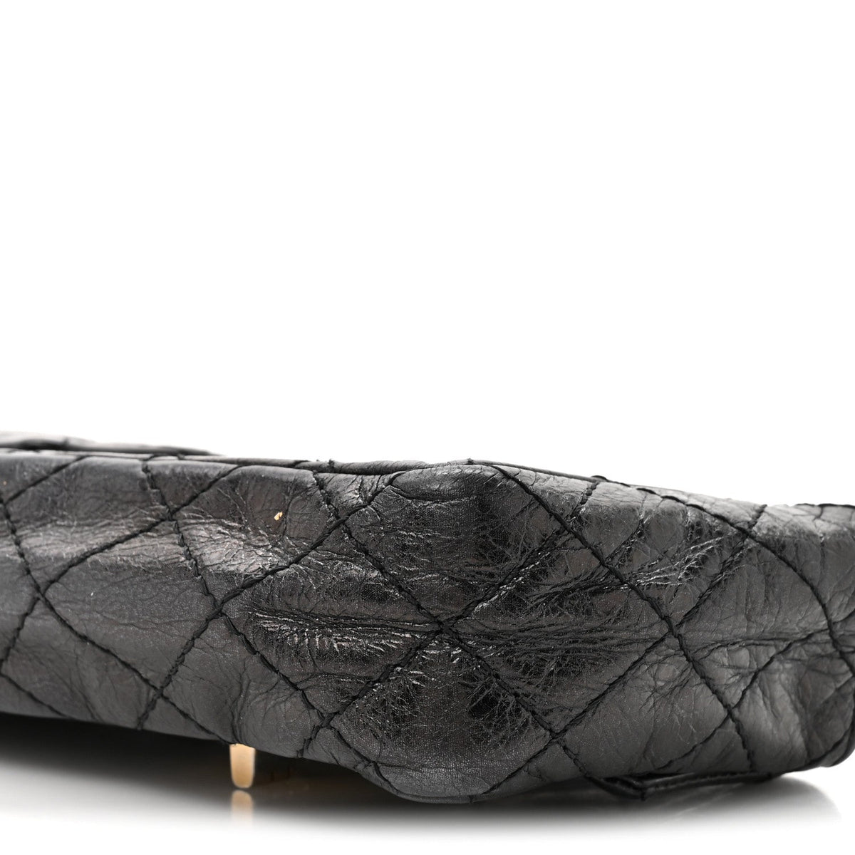 Glazed Calfskin Quilted Reissue Double Flap Clutch Black wholesalehk.shop