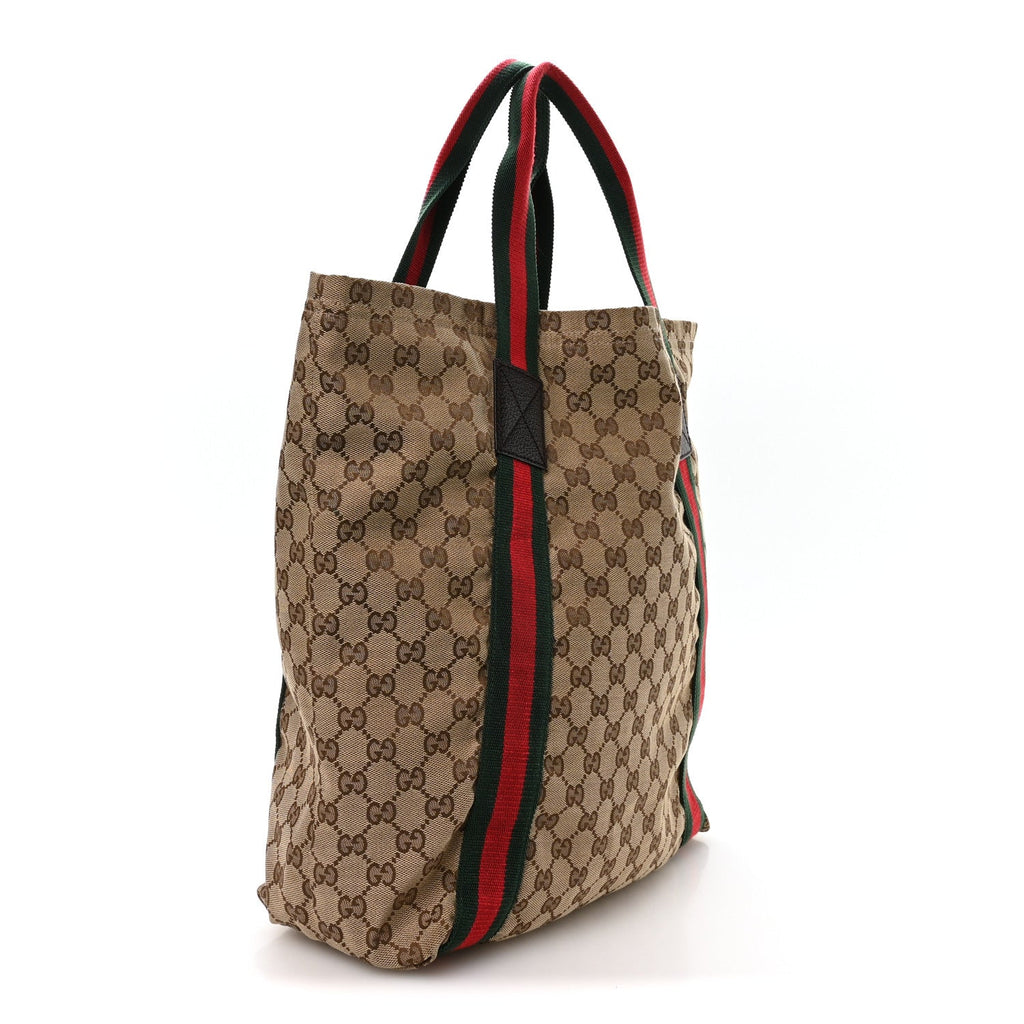 GG Monogram Medium Web Handle Vertical Tote Dark Brown wholesalehk.shop