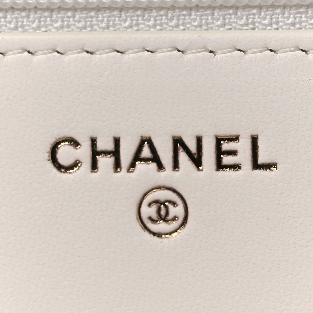 Lambskin Quilted CC Pearl Crush Wallet on Chain WOC White wholesalehk.shop