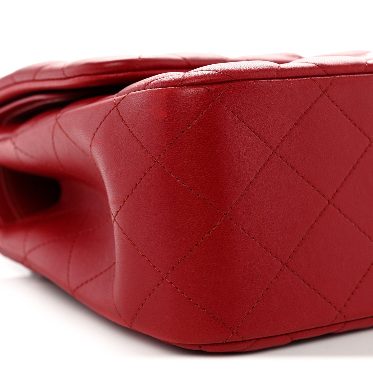 Lambskin Quilted Jumbo Double Flap Red wholesalehk.shop