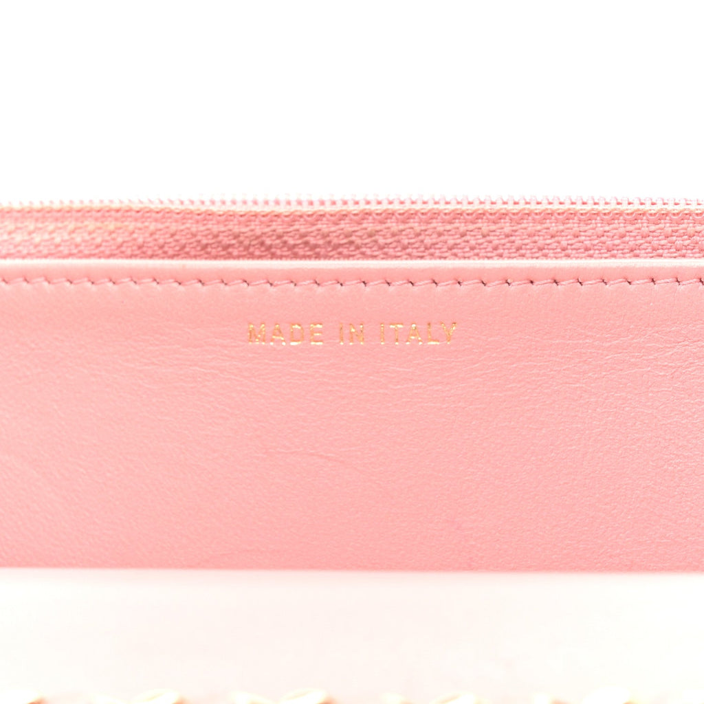 Lambskin Chevron Quilted Trendy CC Wallet On Chain WOC Pink wholesalehk.shop