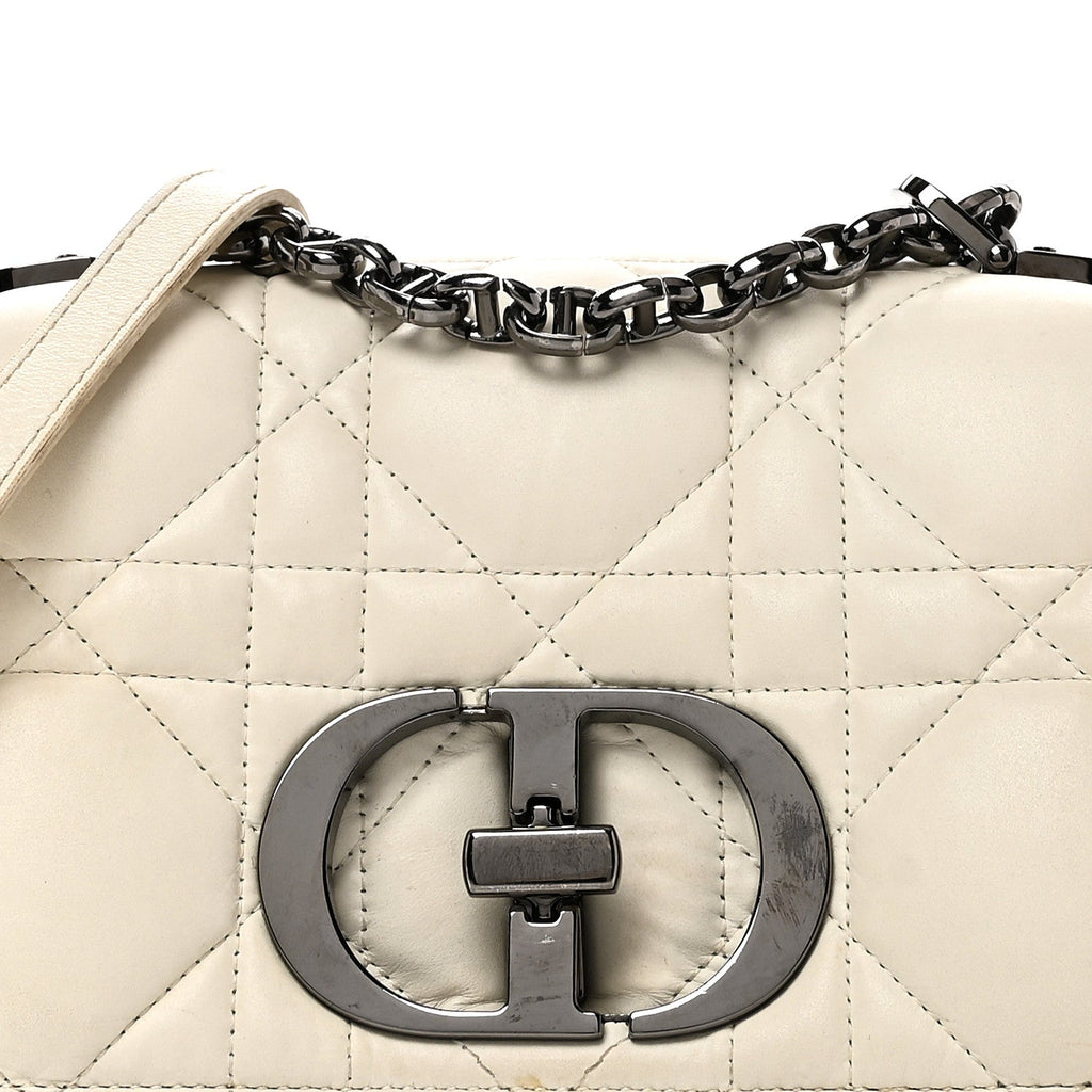 Lambskin Macrocannage Small Dior Caro Bag Ivory wholesalehk.shop