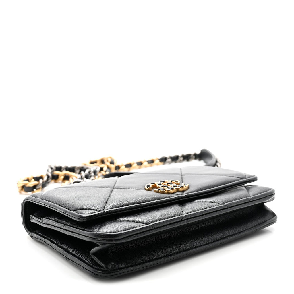 Lambskin Quilted Chanel 19 Wallet On Chain WOC Black wholesalehk.shop