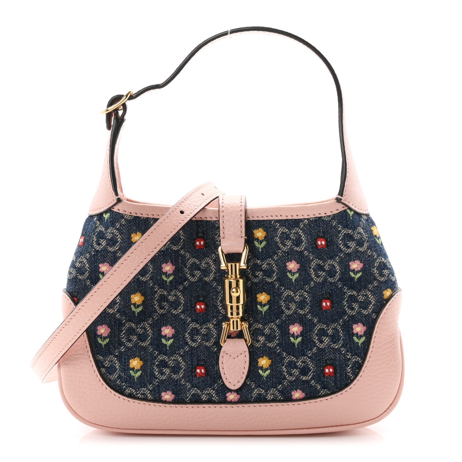 New Denim GG Monogram Calfskin Love Parade Mini Jackie 1961 Hobo Light Pink £¨ Direct shipment via from wholesalehk.shop