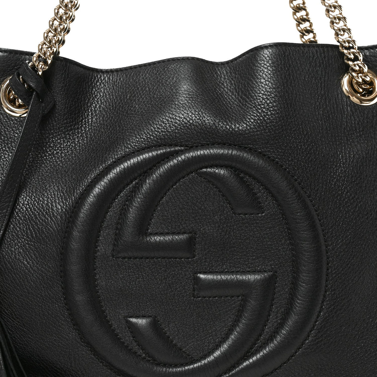 Pebbled Calfskin Medium Soho Chain Shoulder Bag Black wholesalehk.shop