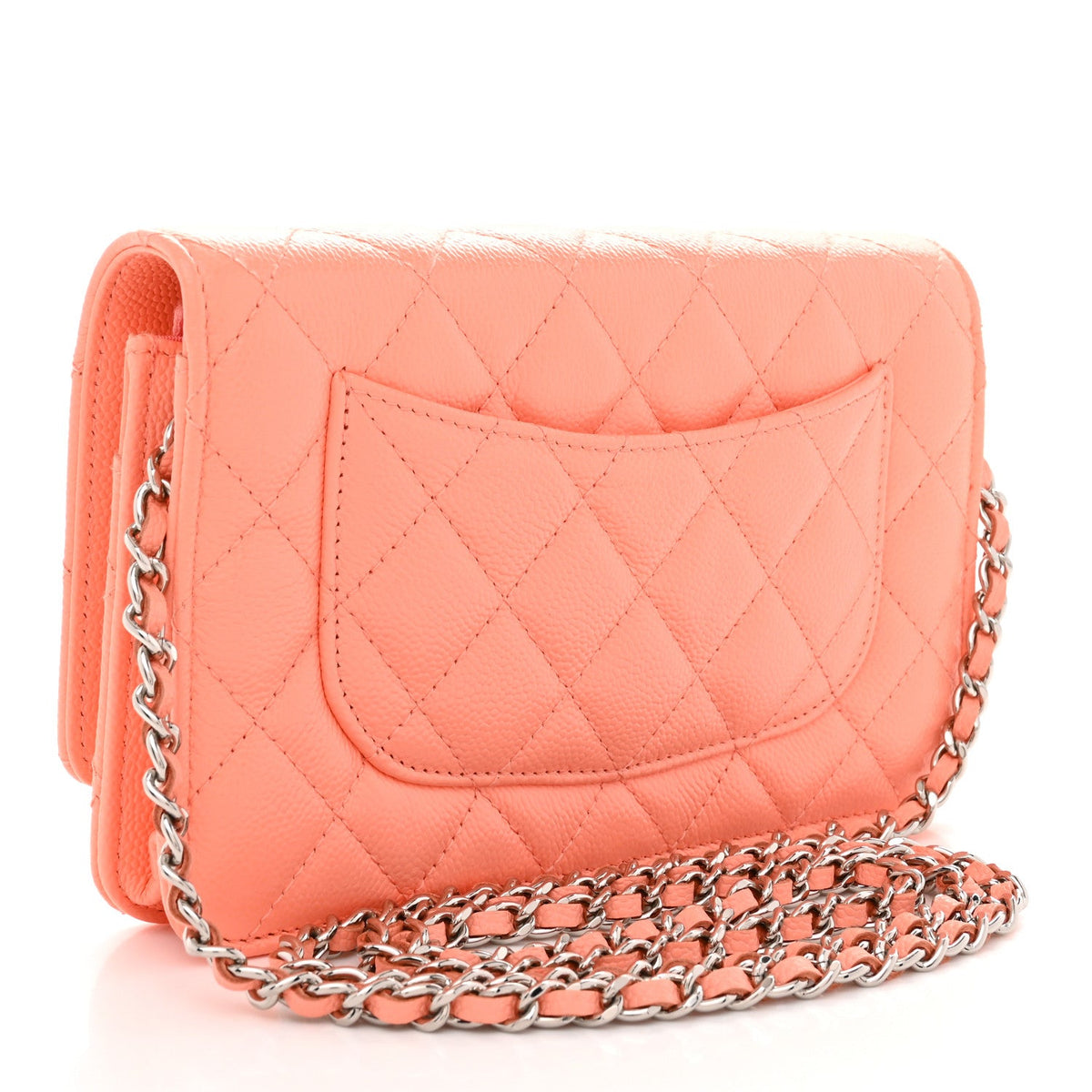 Caviar Quilted Wallet on Chain WOC Coral wholesalehk.shop