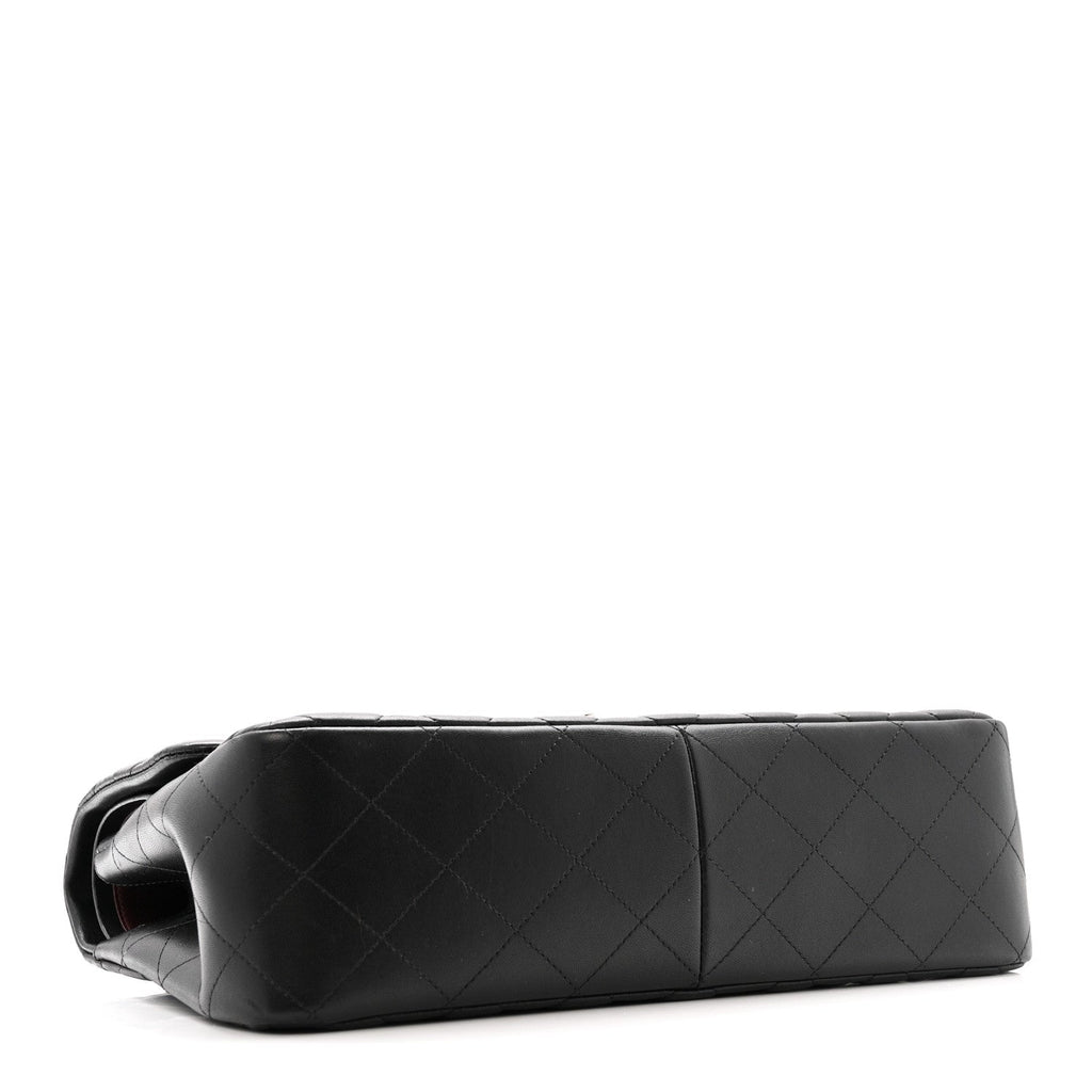 Lambskin Quilted Jumbo Double Flap Black wholesalehk.shop