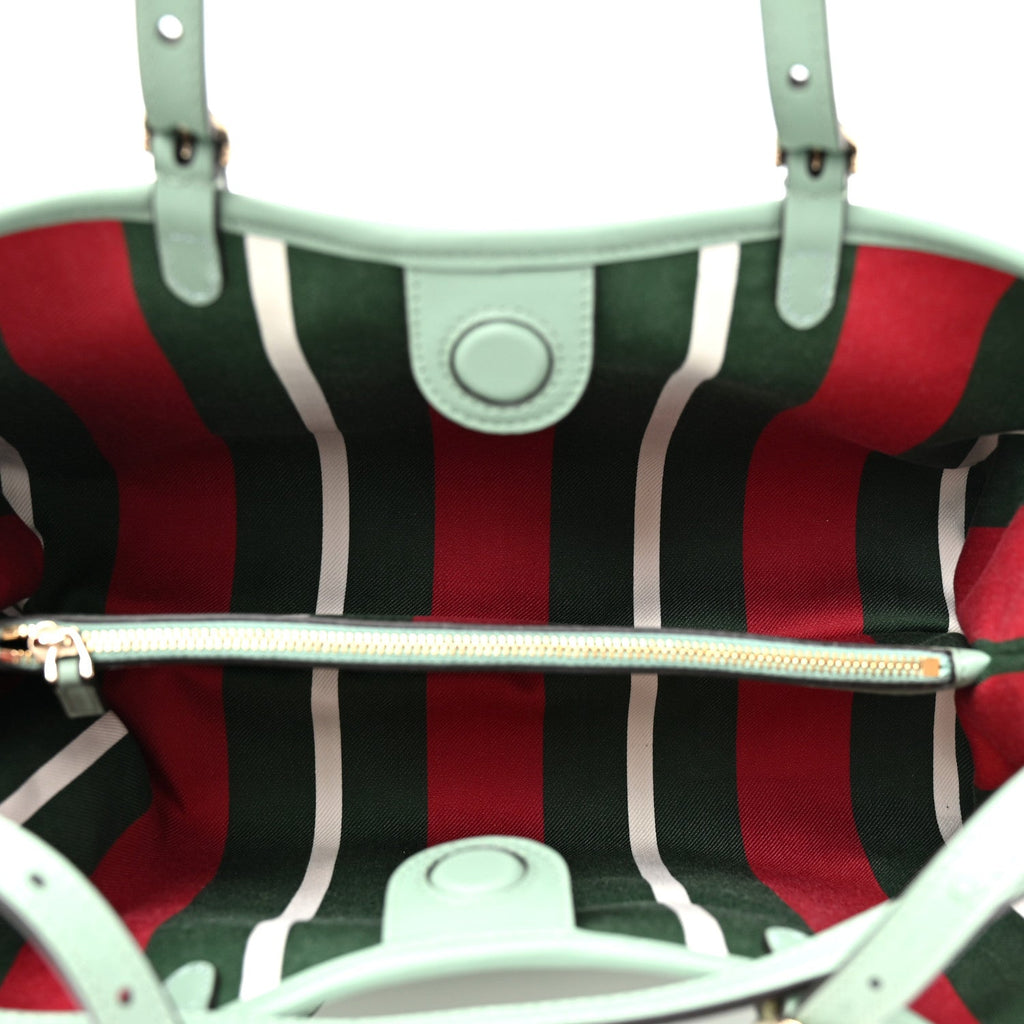 GG Supreme Monogram Emblem Medium Tote Bag Sage Green wholesalehk.shop