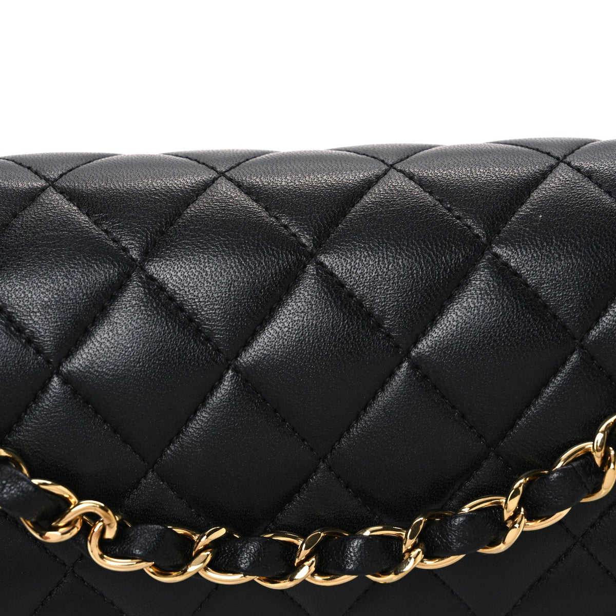 Lambskin Quilted Small Double Flap Black wholesalehk.shop