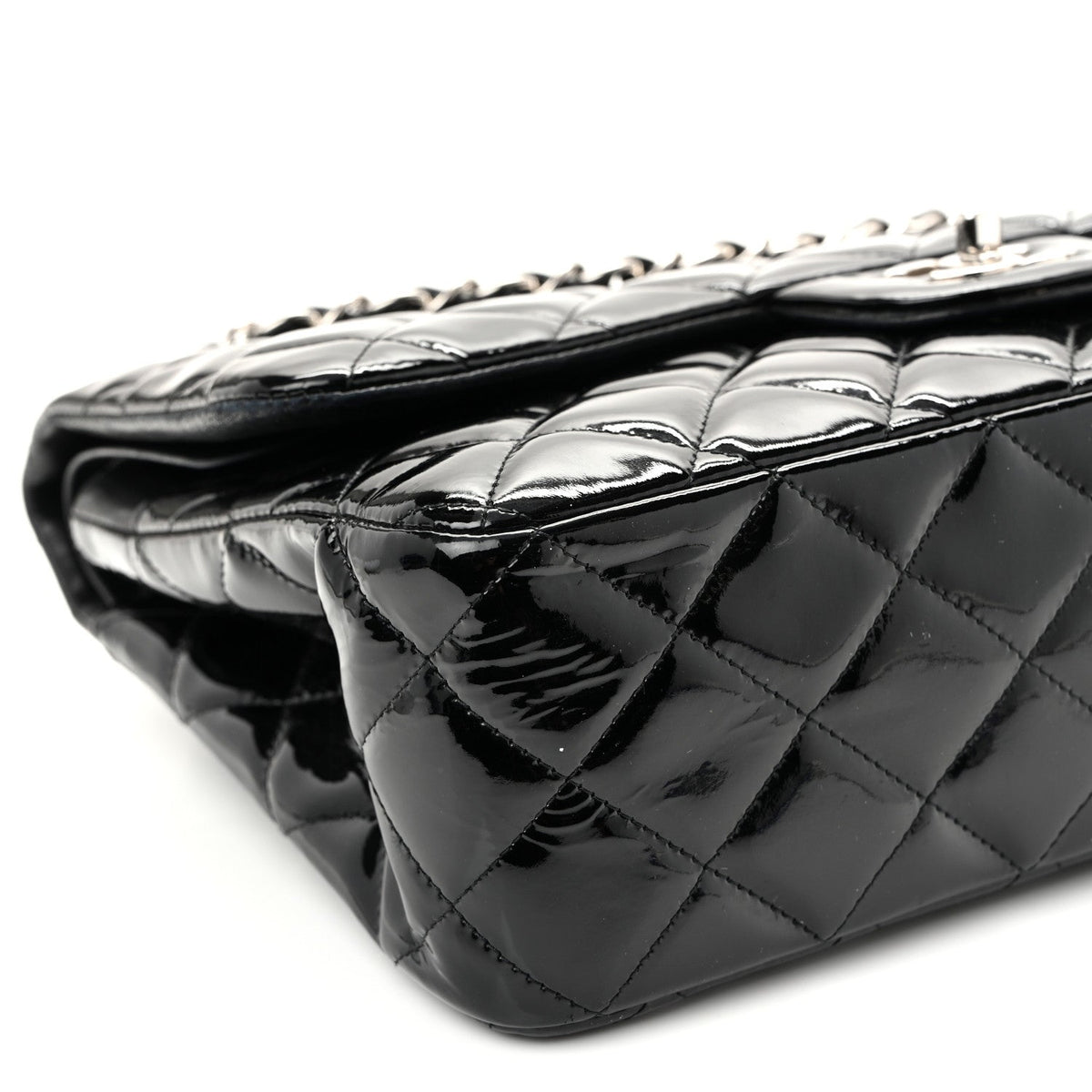 Patent Quilted Jumbo Double Flap Black wholesalehk.shop