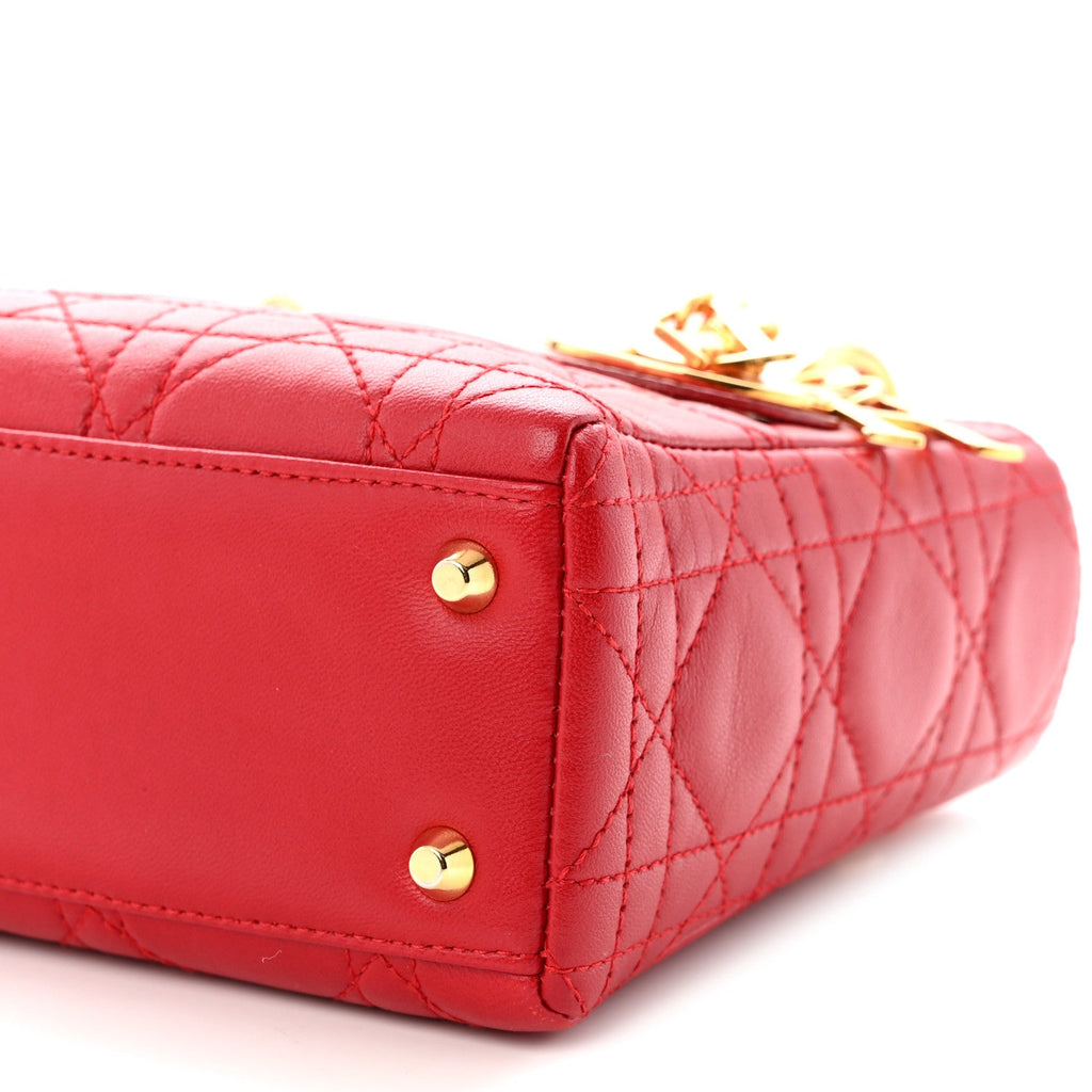 Lambskin Cannage Mini Lady Dior Red wholesalehk.shop