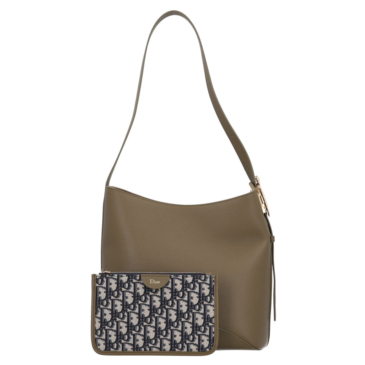 Grained Calfskin Medium Medaillon Bucket Bag Khaki wholesalehk.shop
