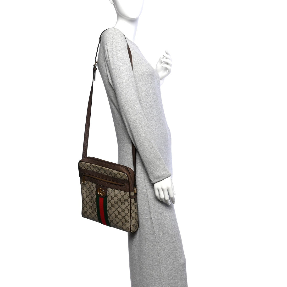 GG Supreme Monogram Web Medium Ophidia Messenger Bag Brown wholesalehk.shop