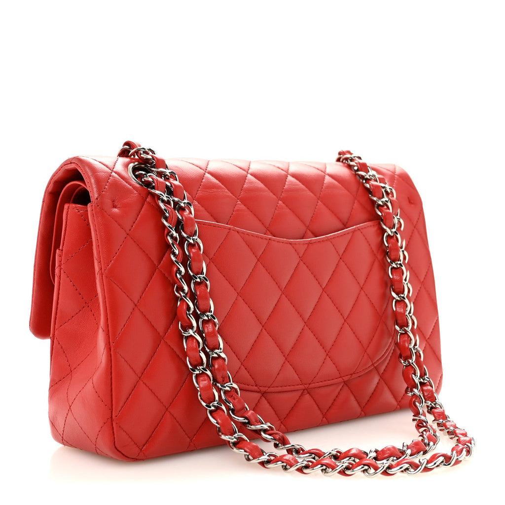 Lambskin Quilted Medium Double Flap Red wholesalehk.shop