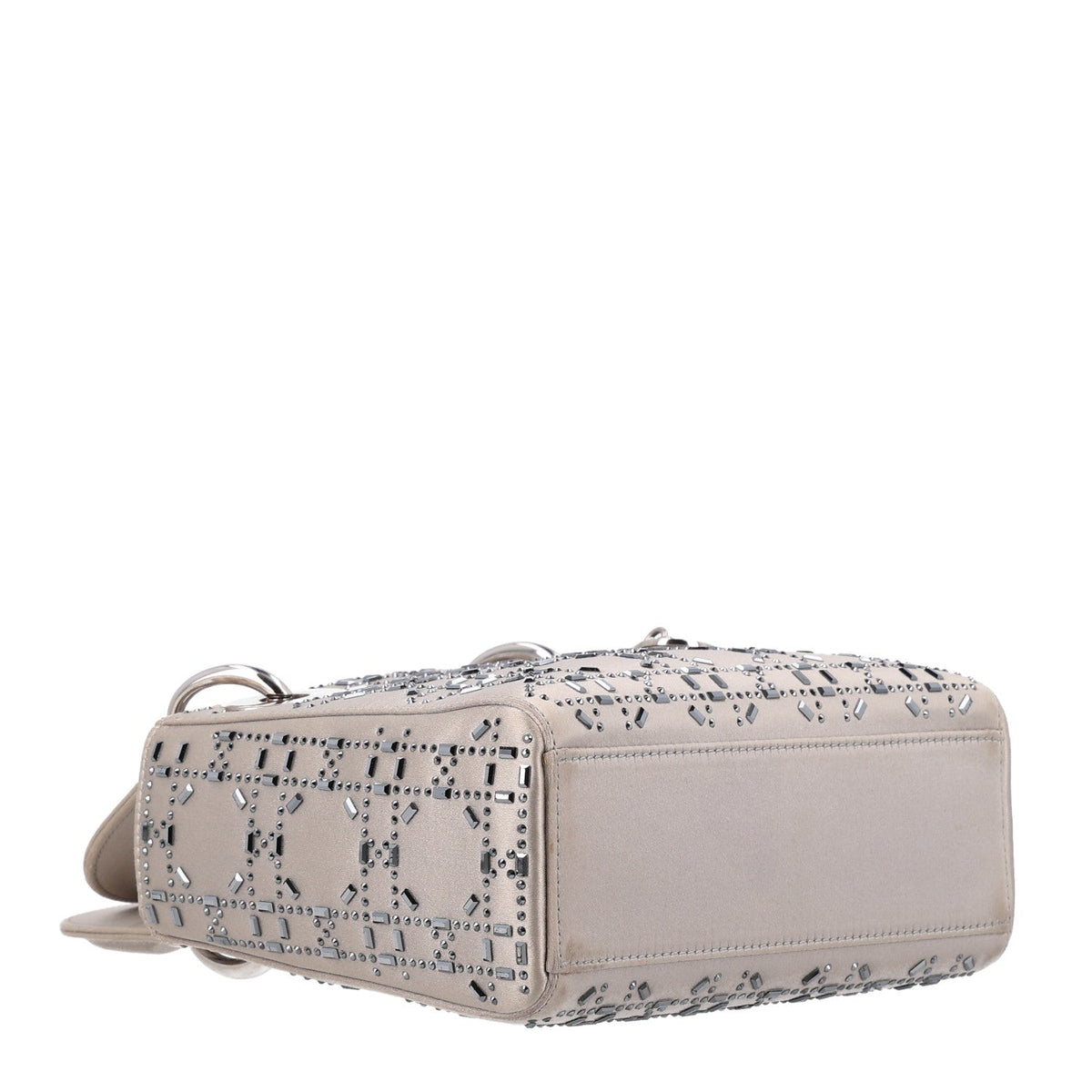 Satin Crystal Cannage Mini Lady Dior Gray wholesalehk.shop