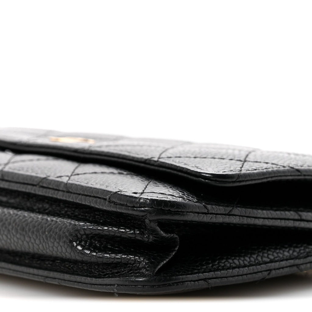 Caviar Quilted Wallet On Chain WOC Black wholesalehk.shop