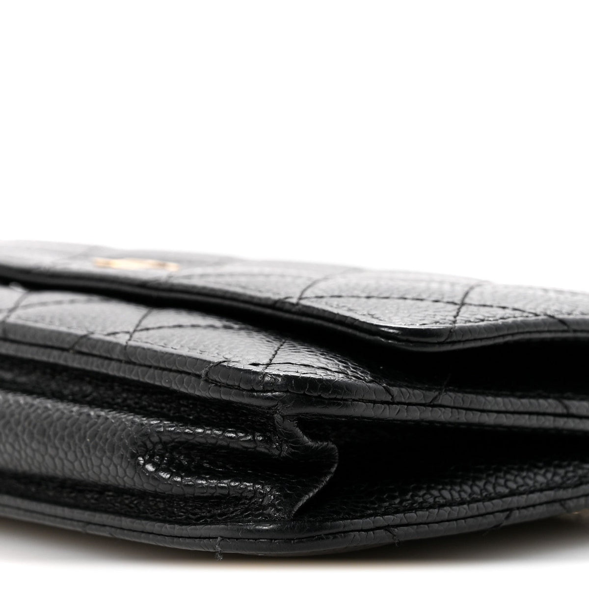 Caviar Quilted Wallet On Chain WOC Black wholesalehk.shop