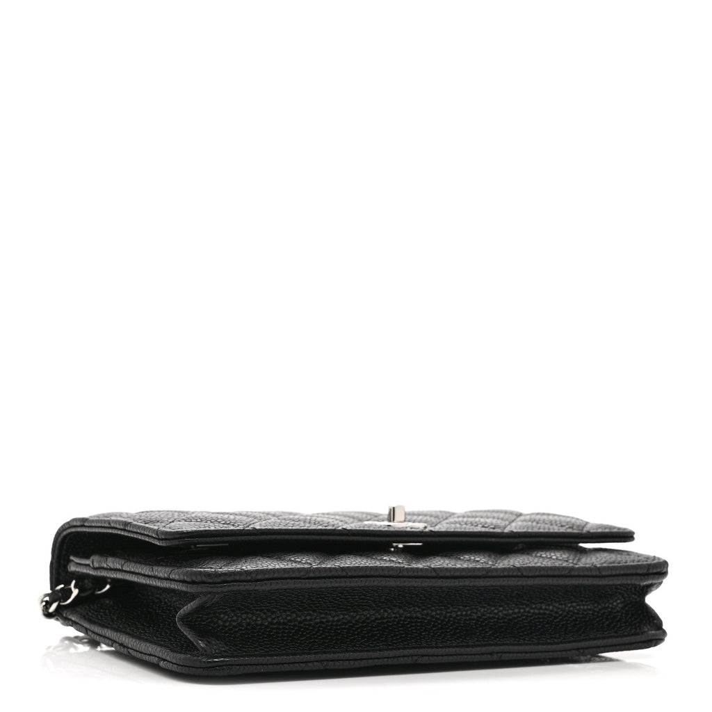 Caviar Quilted CC Turnlock Wallet On Chain WOC Black wholesalehk.shop