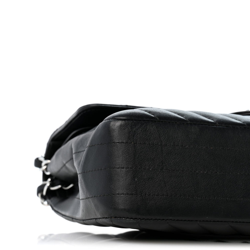 Lambskin Chevron Quilted Medium Double Flap Black wholesalehk.shop