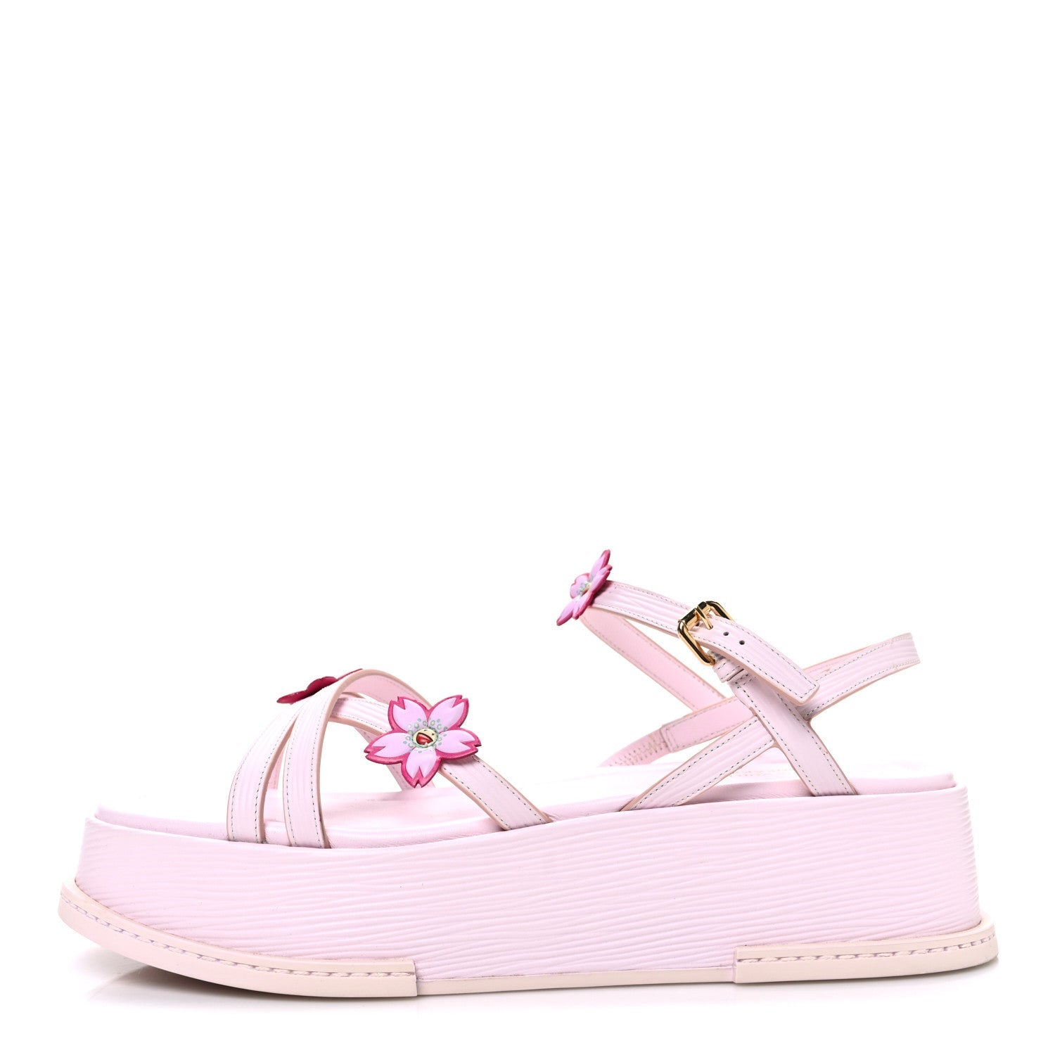 LV X TM Cherry Blossom Calfskin Maya Flatform Sandals 40 Light Pink £¨ Direct shipment via from wholesalehk.shop