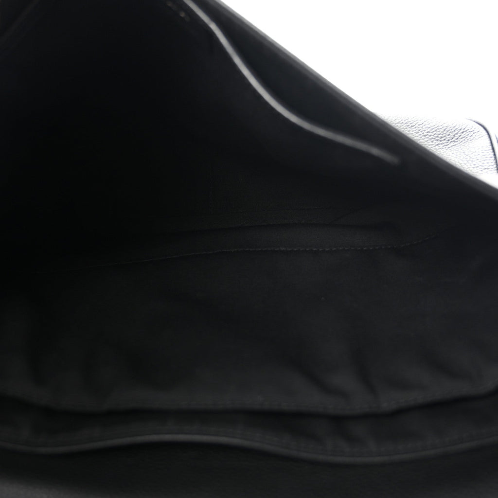 Grained Calfskin Saddle Messenger Bag Black wholesalehk.shop