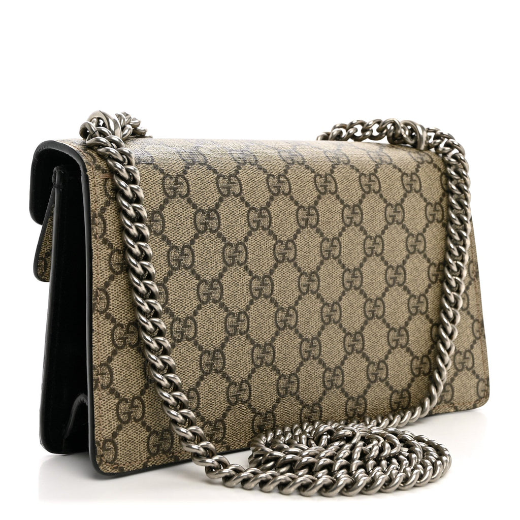 GG Supreme Monogram Suede Crystal Small Dionysus Shoulder Bag Beige Ebony Black wholesalehk.shop