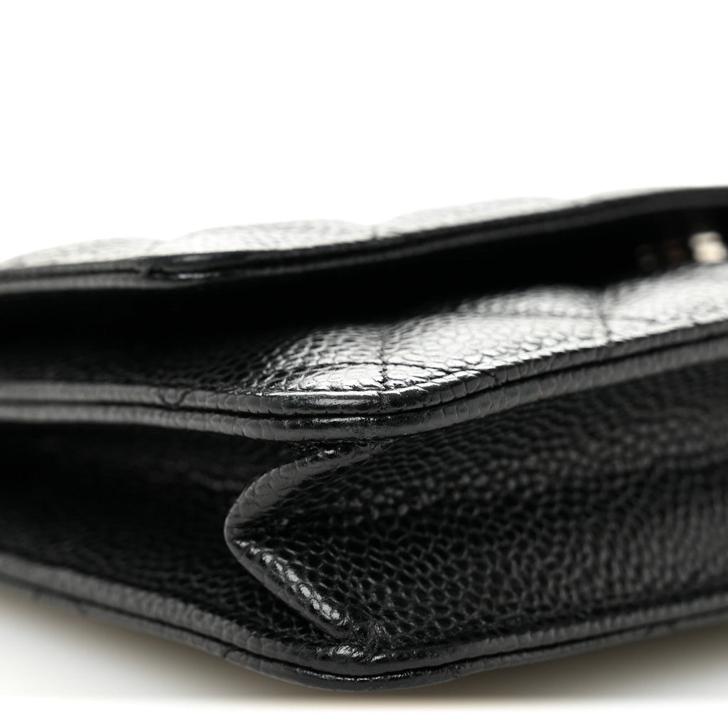 Caviar Quilted Wallet on Chain WOC Black wholesalehk.shop