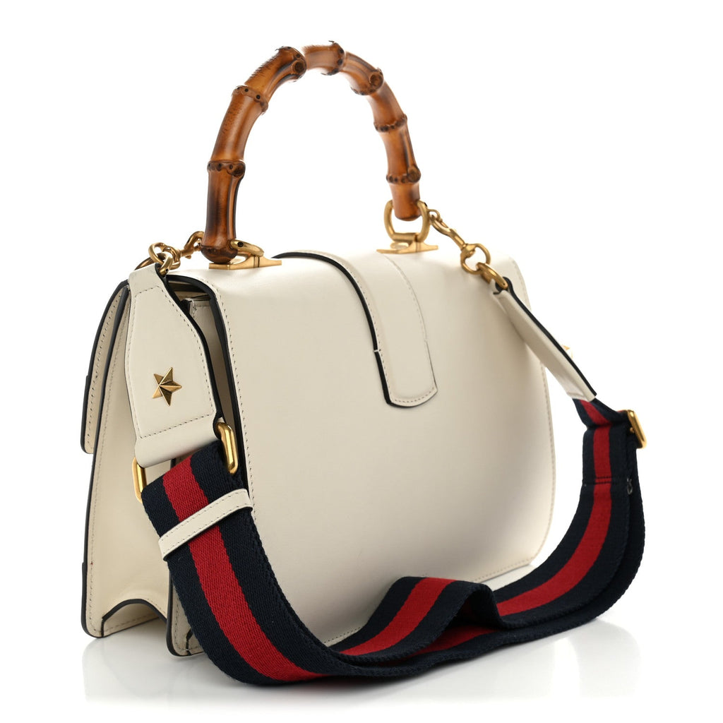 Calfskin Bamboo Web Medium Dionysus Top Handle Bag White Blue Hibiscus Red wholesalehk.shop