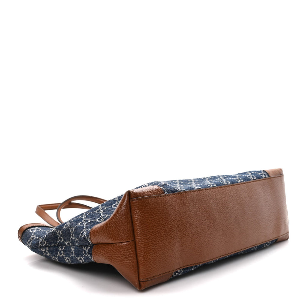 New Denim GG Monogram Medium Ophidia Shopping Tote Blue Tea Cuir wholesalehk.shop