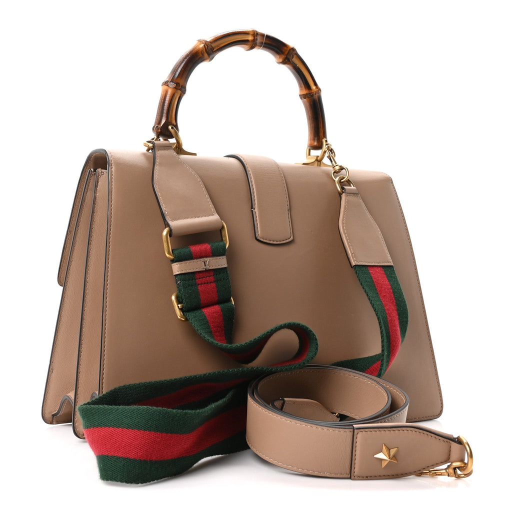 Moon Calfskin Web Large Dionysus Bamboo Top Handle Bag Camelia Bright Evergreen Hibiscus Red wholesalehk.shop