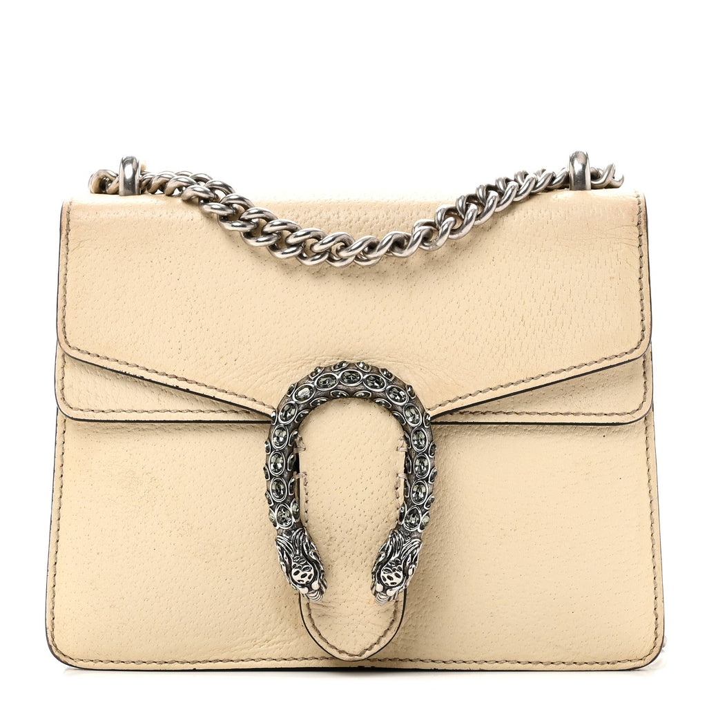 Textured Calfskin Crystal Mini Dionysus Shoulder Bag Mystic White wholesalehk.shop