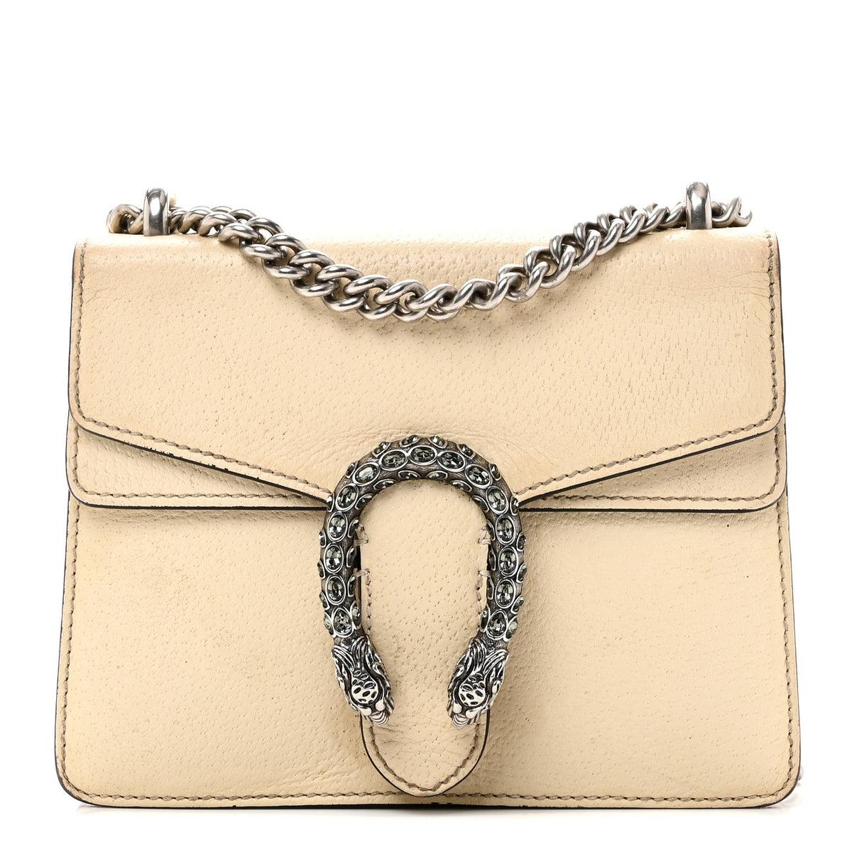 Textured Calfskin Crystal Mini Dionysus Shoulder Bag Mystic White wholesalehk.shop