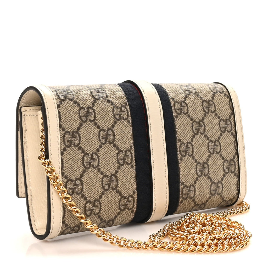 GG Supreme Monogram Textured Calfskin Web Jackie 1961 Chain Wallet Beige Ebony Mystic White £¨ Direct shipment via from wholesalehk.shop