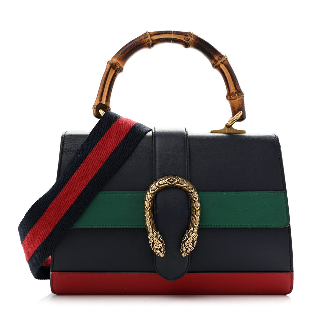 Moon Calfskin Bamboo Web Medium Dionysus Top Handle Bag Blue Emerald Hibiscus Red wholesalehk.shop