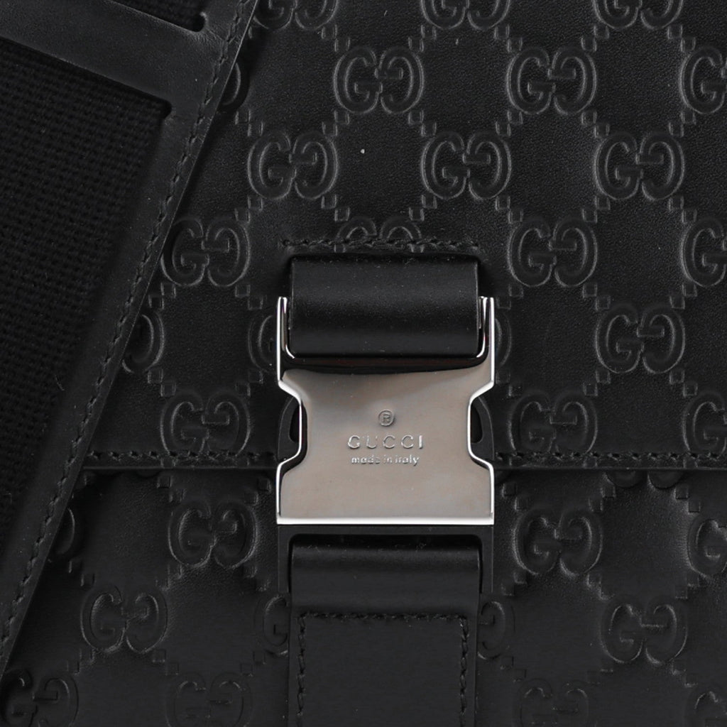 Guccissima Signature Single Buckle Flap Messenger Bag Black £¨ Direct shipment via from wholesalehk.shop