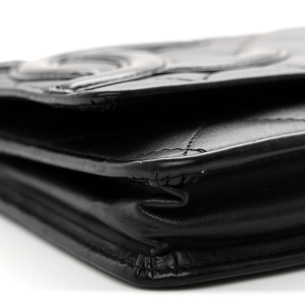 Calfskin Quilted Cambon Wallet on Chain WOC Black wholesalehk.shop