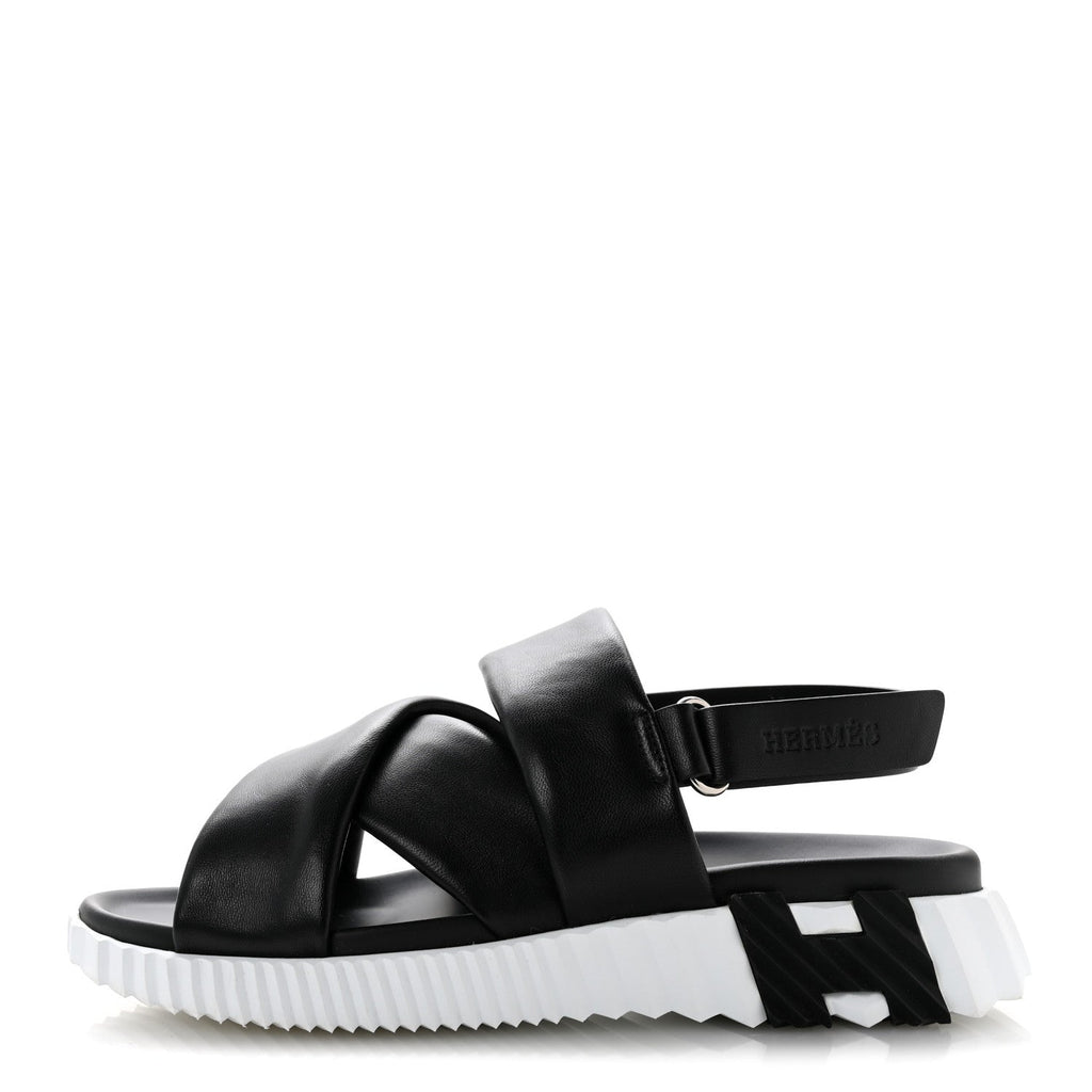 Calfskin Womens Electric Sandals 38.5 Black wholesalehk.shop