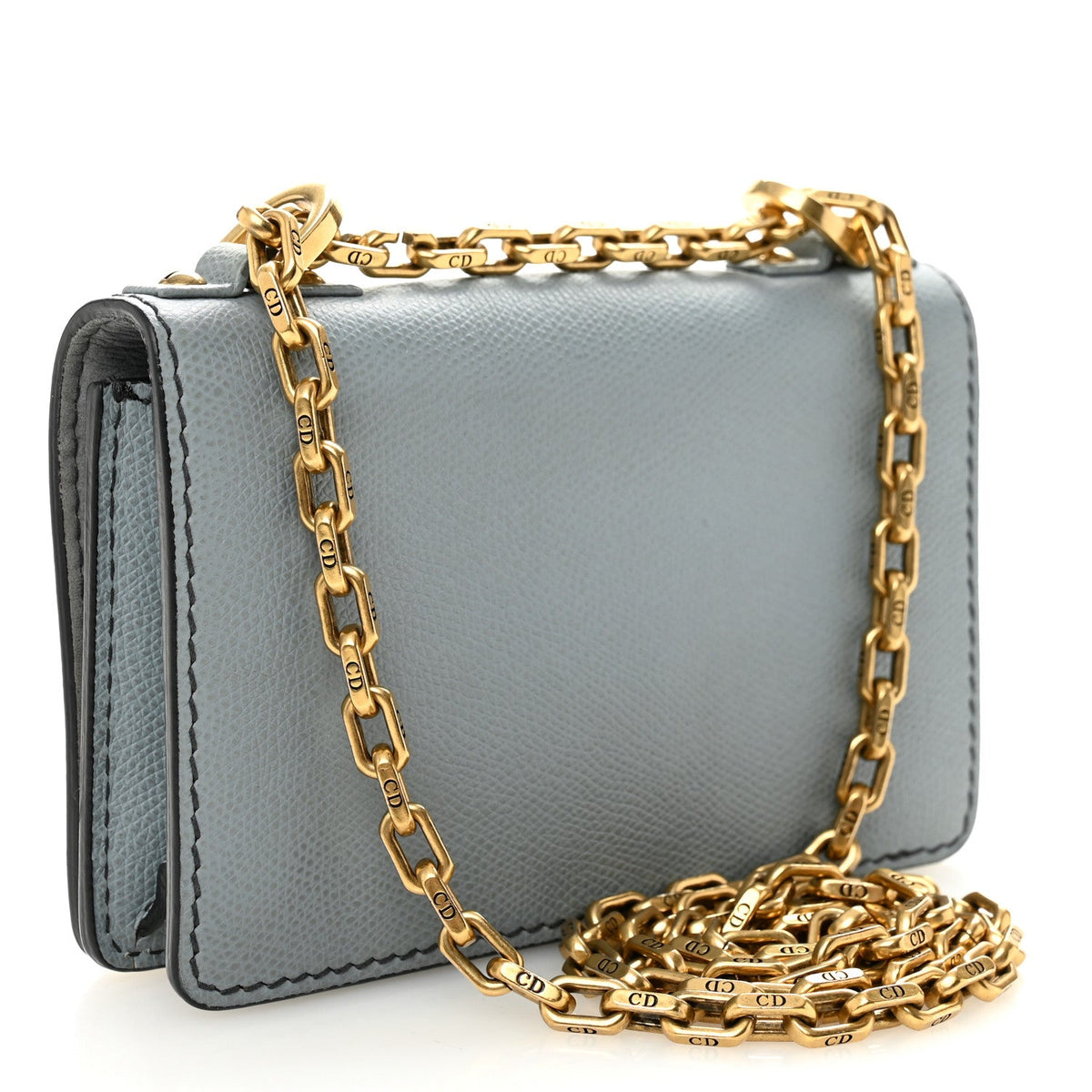 Grained Calfskin Mini J'Adior Chain Flap Bag Sky Blue wholesalehk.shop