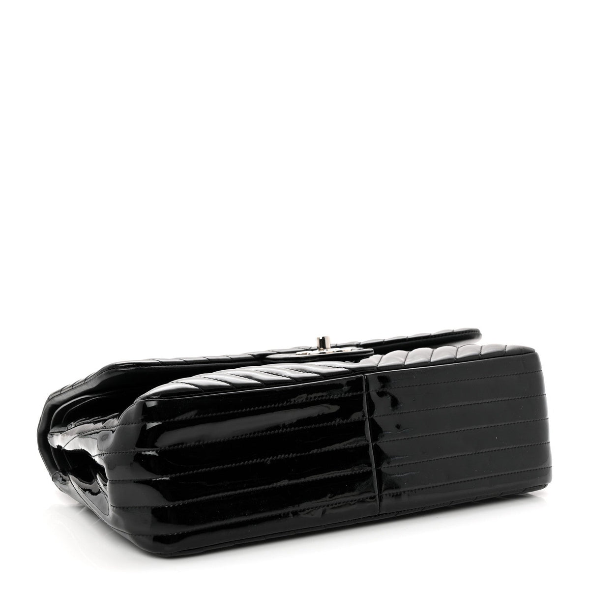 Patent Chevron Quilted Jumbo Double Flap Black wholesalehk.shop