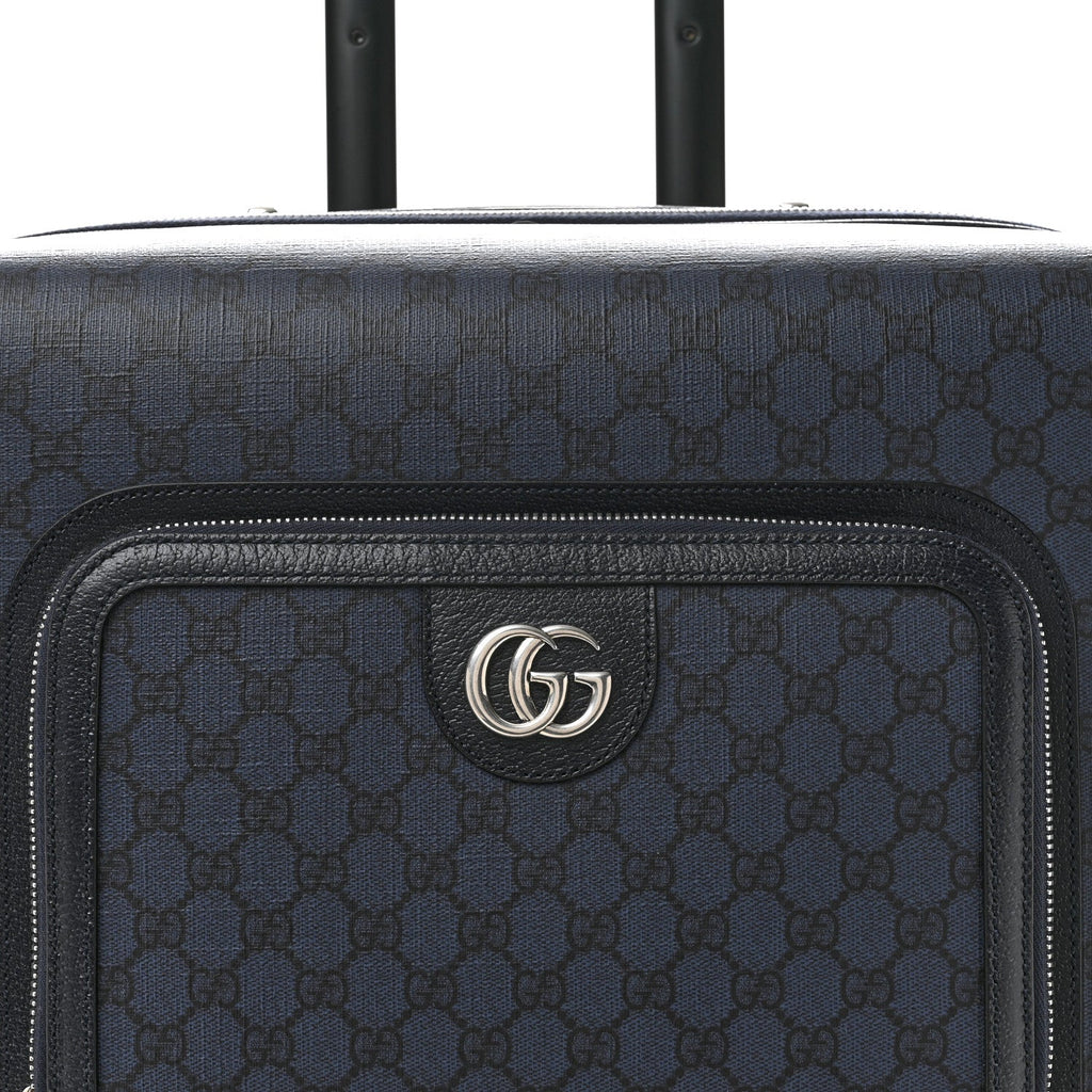 GG Supreme Monogram Textured Dollar Calfskin Web Ophidia Small Savoy Cabin Trolley Black Blue wholesalehk.shop