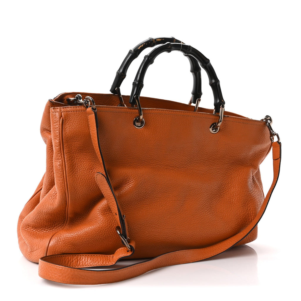Cellarius Calfskin Large Bamboo Shopper Tote Orange wholesalehk.shop