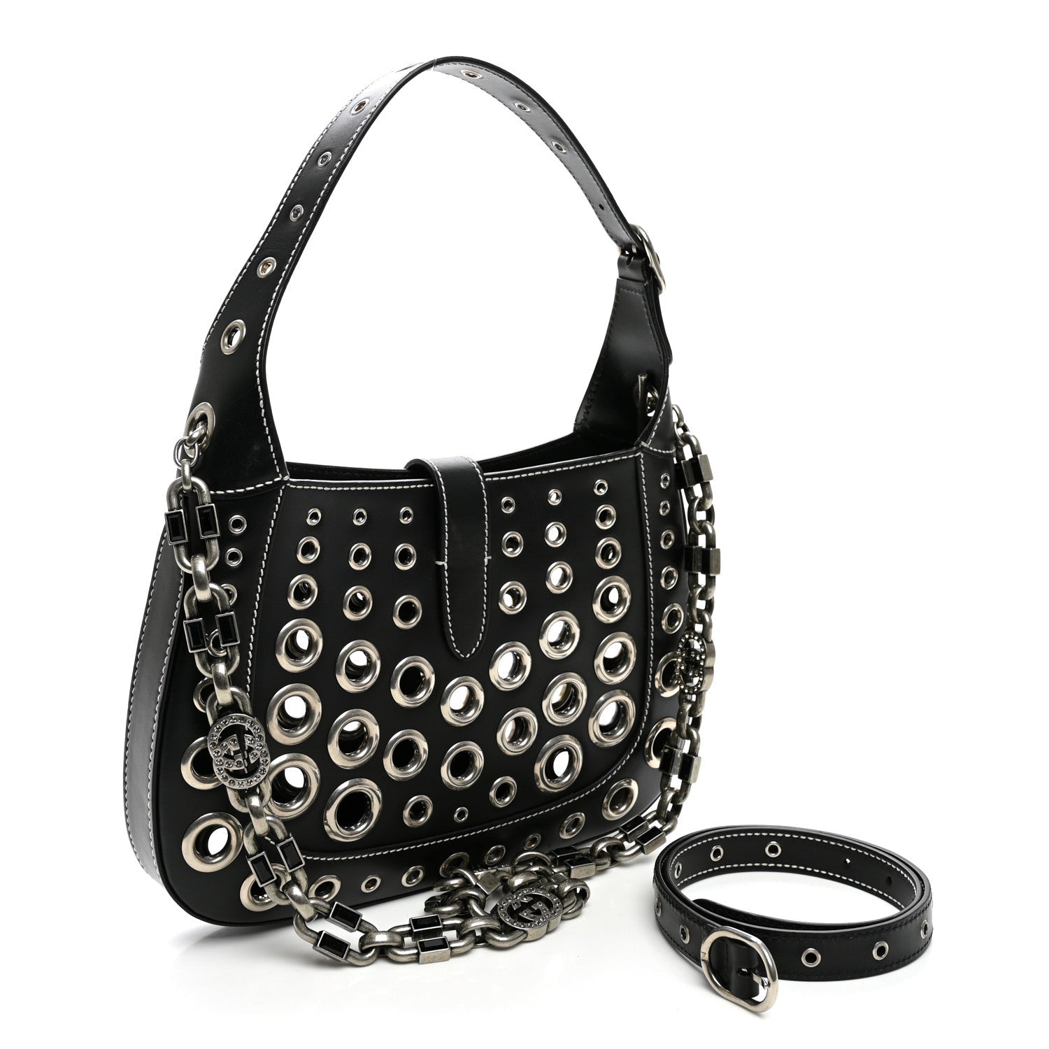 Calfskin Ha Ha Ha Jackie 1961 Eyelet Hobo Black £¨ Direct shipment via from wholesalehk.shop
