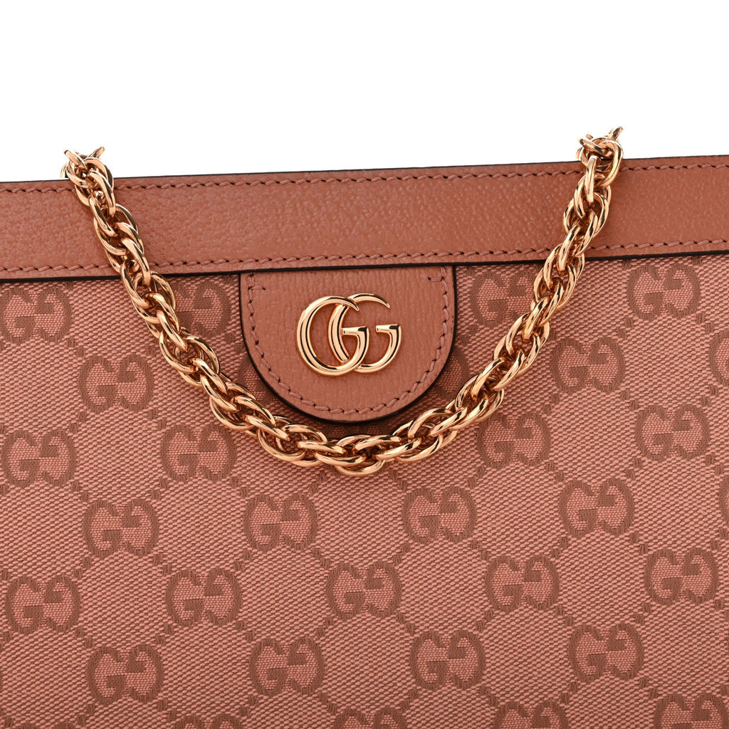 Monogram Textured Dollar Calfskin Small Ophidia Chain Shoulder Bag Cloche Rose Pink wholesalehk.shop