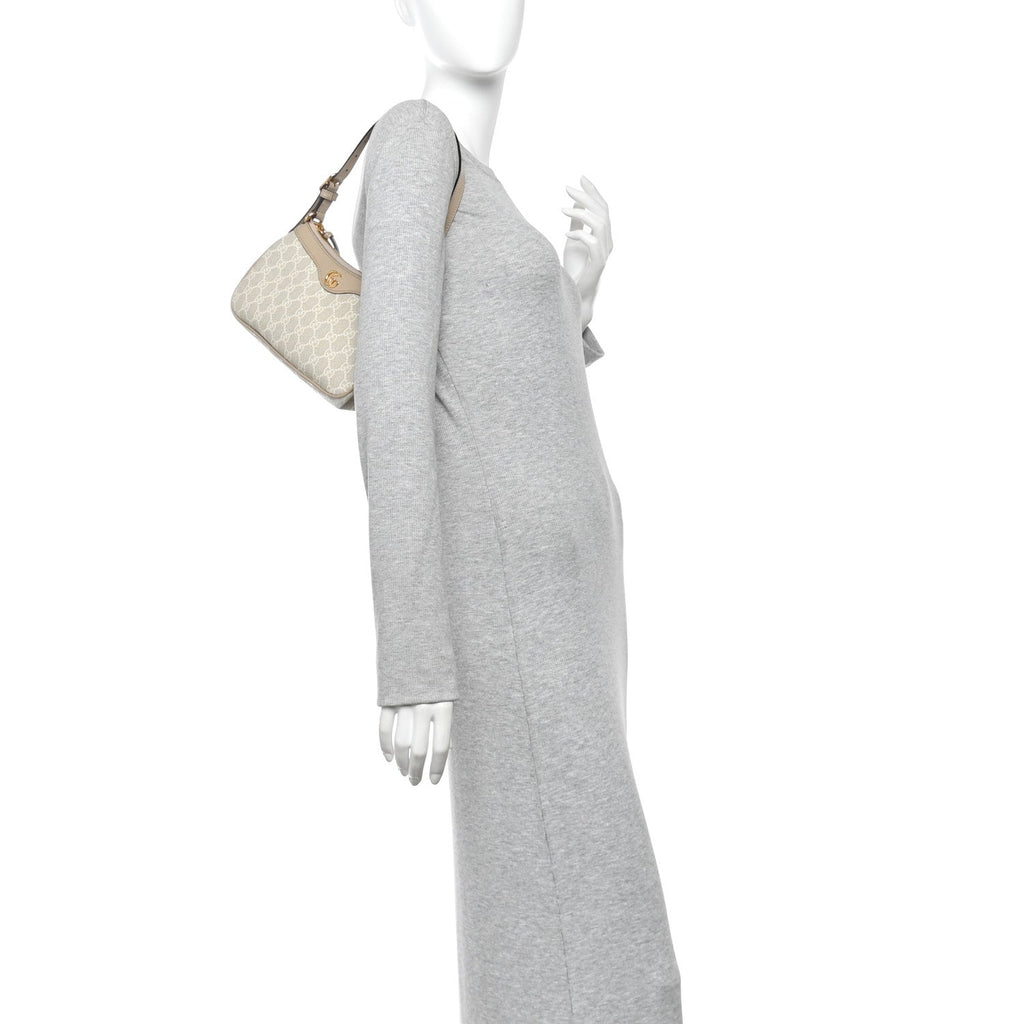 GG Supreme Monogram Textured Dollar Calfskin Small Ophidia Hobo Beige Mystic White Oatmeal wholesalehk.shop