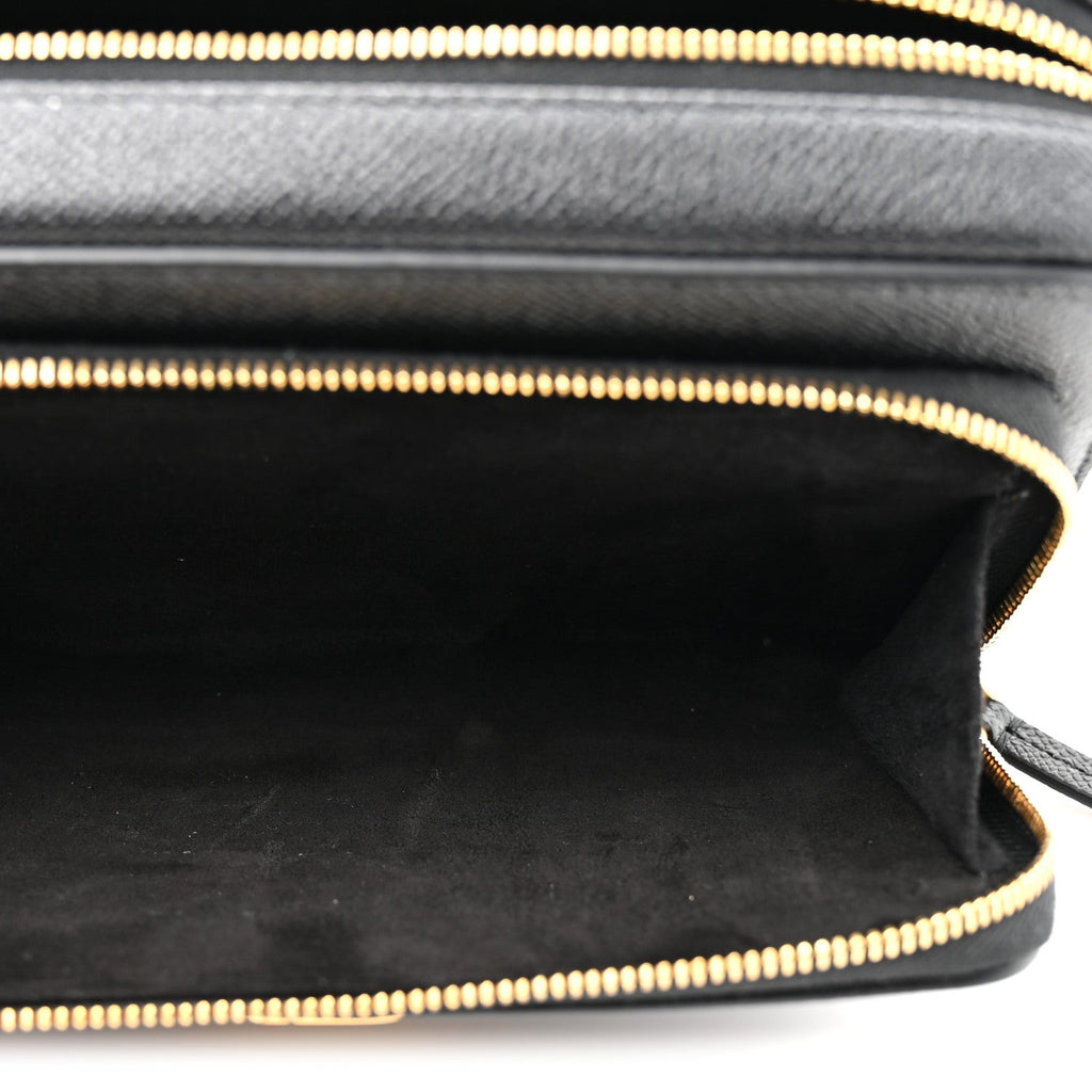 Grained Calfskin Caro Double Pouch Black wholesalehk.shop
