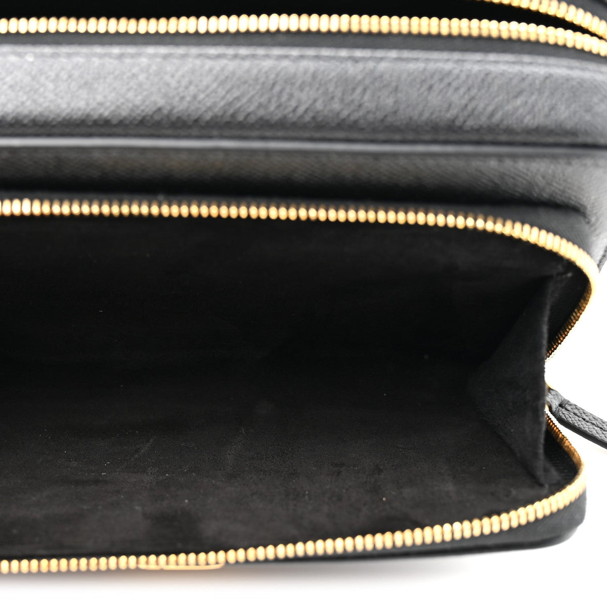 Grained Calfskin Caro Double Pouch Black wholesalehk.shop