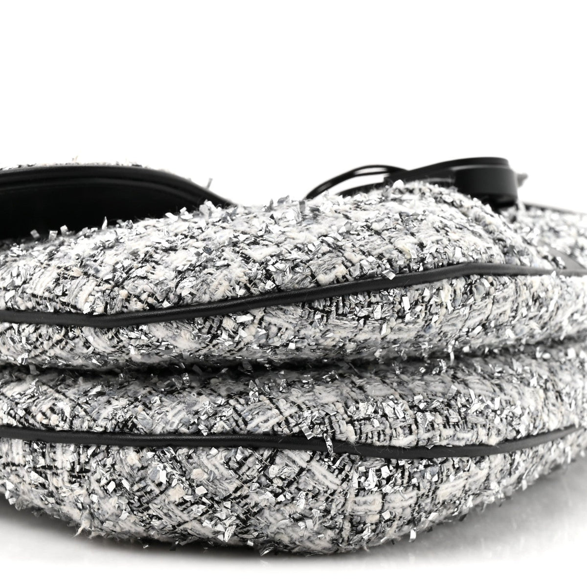 Tweed Saddle Crossbody Bag Black Silver wholesalehk.shop