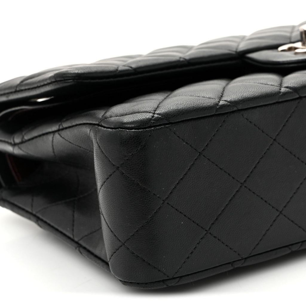 Lambskin Quilted Medium Double Flap  Black wholesalehk.shop